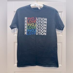 Men’s Public District Black and Rainbow Shirt, sz med